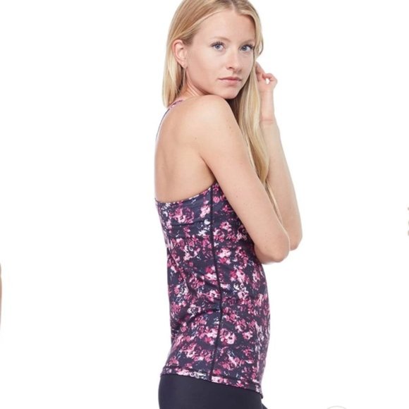 KiraGrace Y-Back Yoga Athletic Workout ‘Winter Floral’ Pattern Small Tank Top - Picture 15 of 15